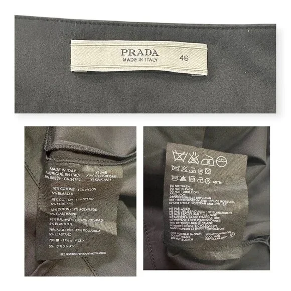 Prada Black Pleated Cotton Nylon Skirt Made in Italy 46 - Picture 3 of 12